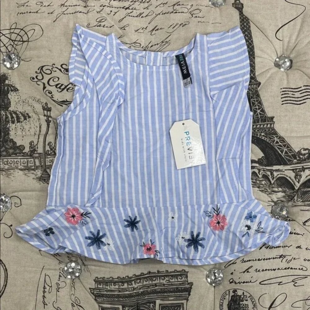 PREVIEW Girl Stripe Ruffle Sleeveless Blouse